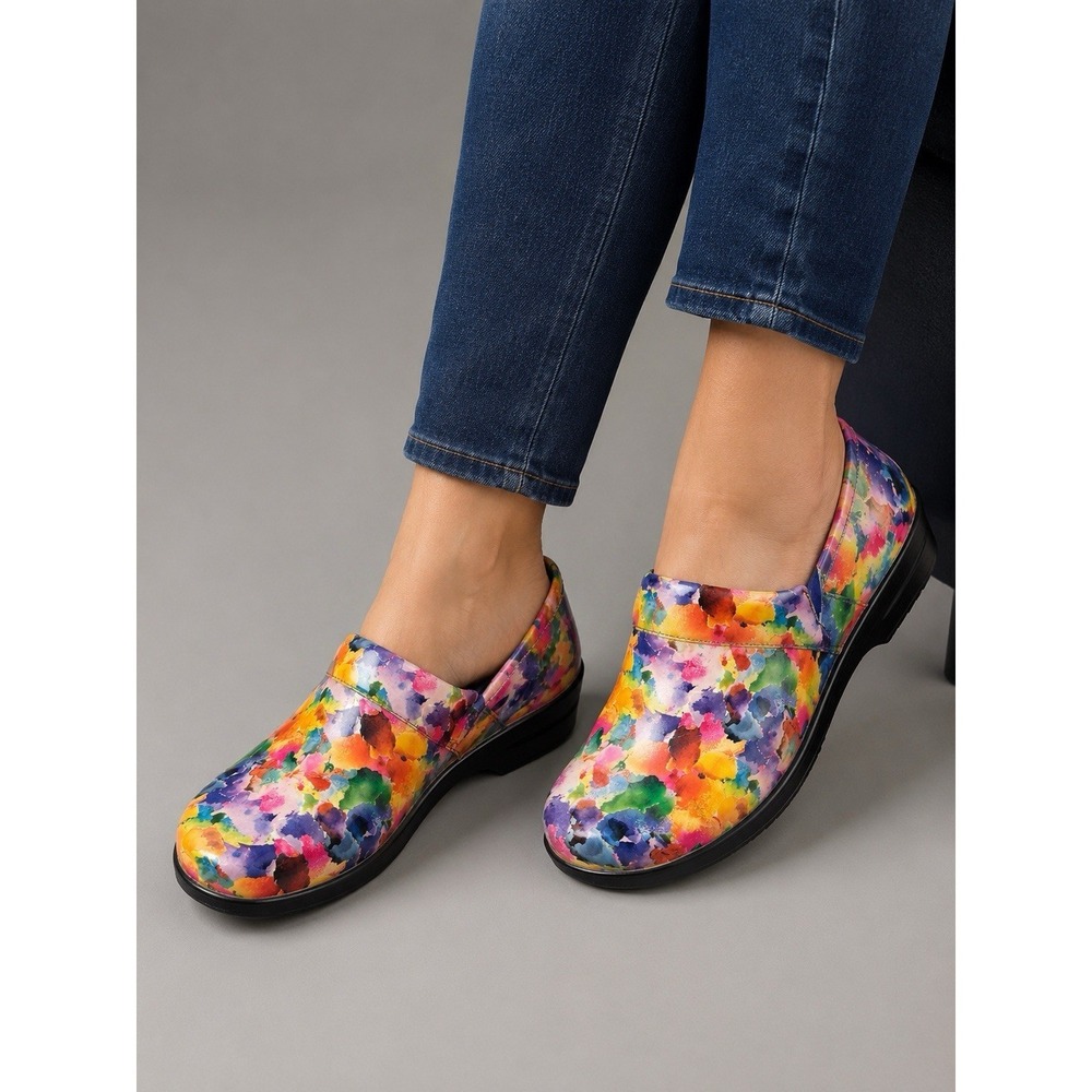Klogs Floral Slip On Clogs Women's Size 11 Comfort Nursing Work Shoes Colorful